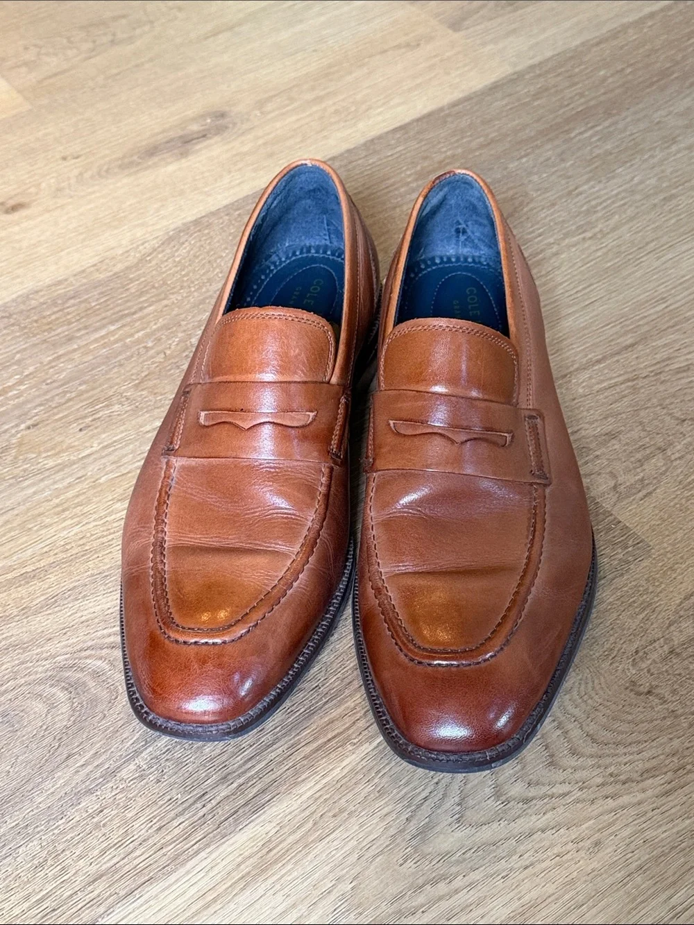 Cole Haan Men's Brown Leather Penny Loafers